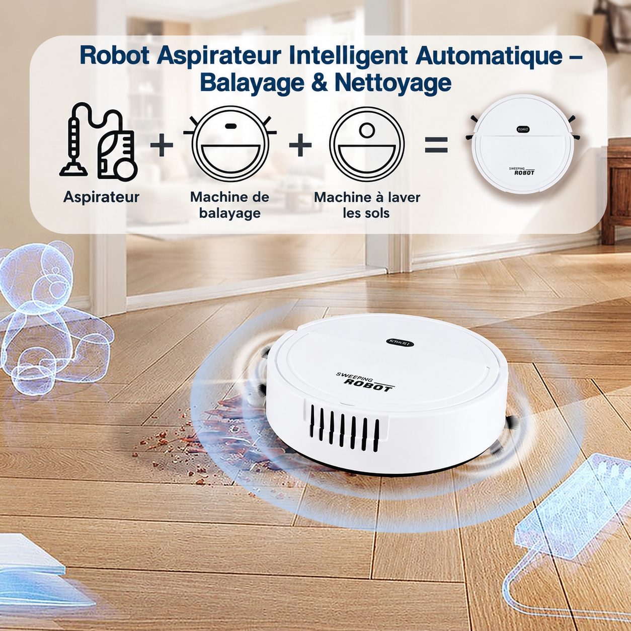 Robot Aspirateur Intelligent Automatique – Balayage & Nettoyage