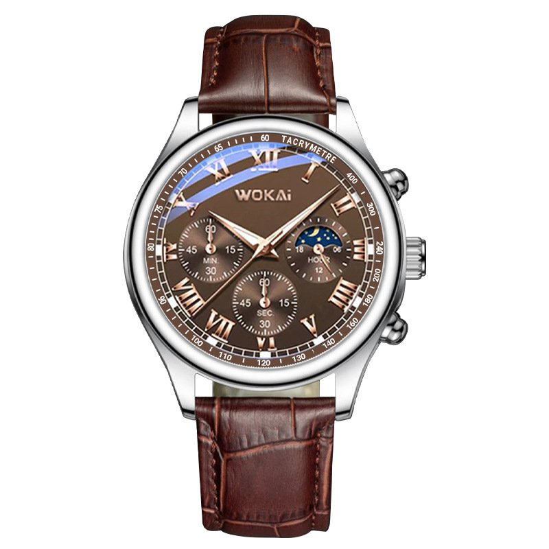 Montre Homme à Quartz – Bracelet en Cuir, Style Élégant et Décontracté