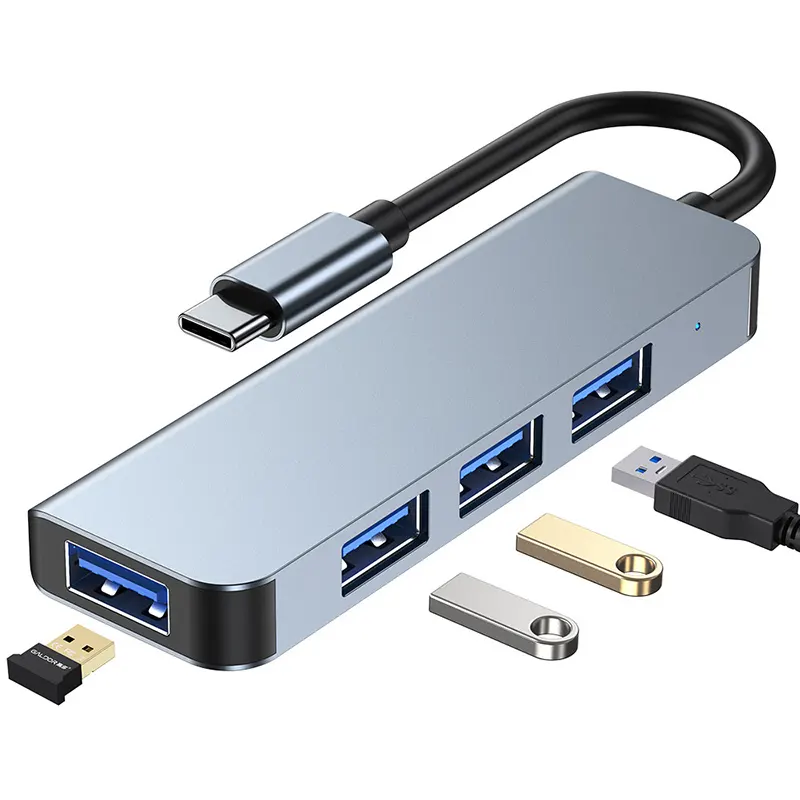 Hub USB-C 4-en-1 Haute Vitesse – 1 USB 3.0 + 3 USB 2.0