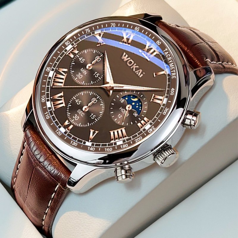 Montre Homme à Quartz – Bracelet en Cuir, Style Élégant et Décontracté – Image 2