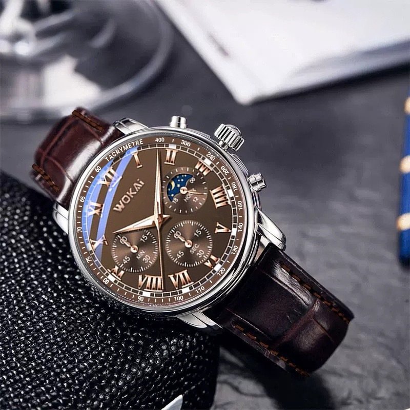 Montre Homme à Quartz – Bracelet en Cuir, Style Élégant et Décontracté – Image 3