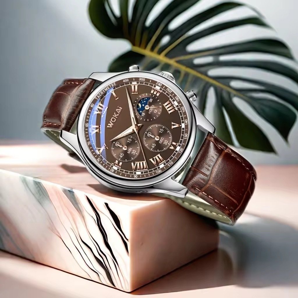 Montre Homme à Quartz – Bracelet en Cuir, Style Élégant et Décontracté – Image 5