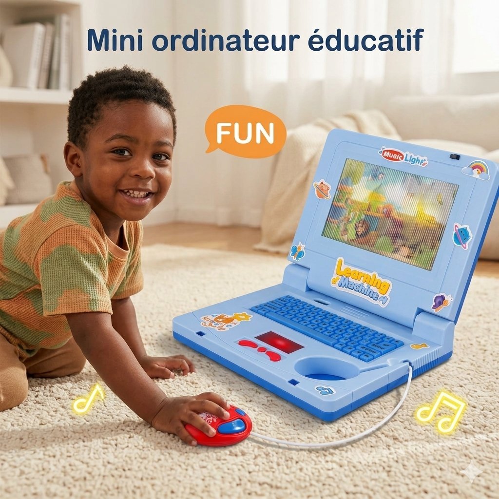 Mini ordinateur Portable Éducatif pour Enfants – Apprentissage de l’Anglais & de l’Espagnol