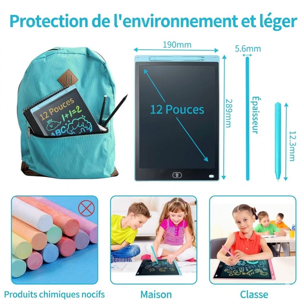 Tablette d’Écriture LCD 12 Pouces – Écran Réinscriptible Coloré pour Enfants, École, Maison et Bureau – Image 3